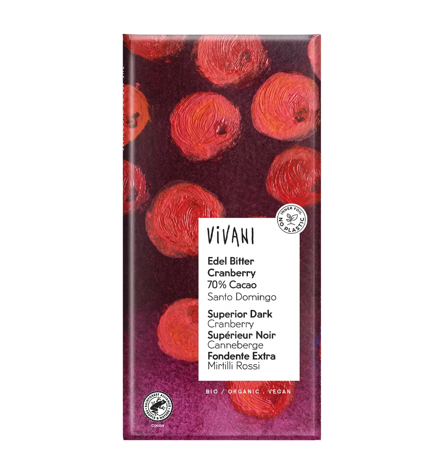 Vivani Luomu Tummasuklaa 70% Karpalo 80g