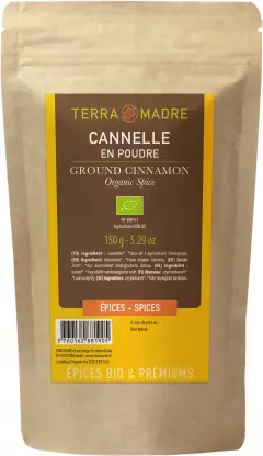 Terra Madre Luomu jauhettu Ceylon kaneli täyttöpussi 150g