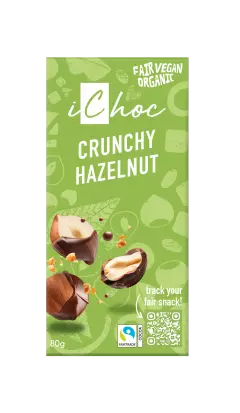 iChoc Luomu Crunchy Hazelnut suklaa 80g OUTLET