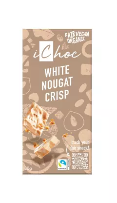 iChoc Luomu White Nougat Crisp suklaa 80g OUTLET